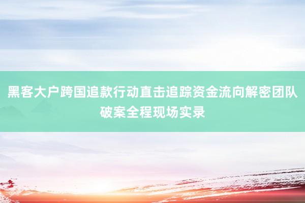 黑客大户跨国追款行动直击追踪资金流向解密团队破案全程现场实录