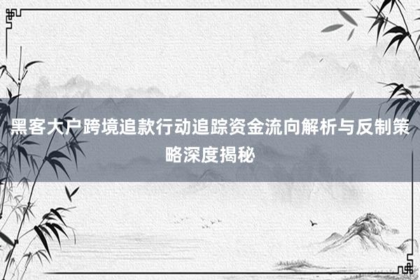黑客大户跨境追款行动追踪资金流向解析与反制策略深度揭秘