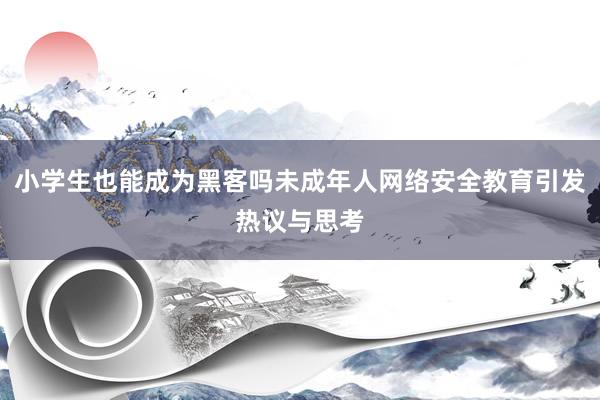 小学生也能成为黑客吗未成年人网络安全教育引发热议与思考