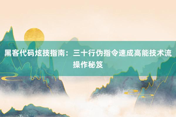 黑客代码炫技指南：三十行伪指令速成高能技术流操作秘笈