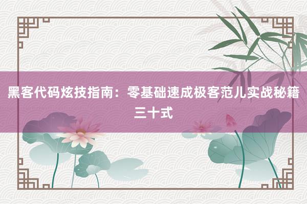 黑客代码炫技指南：零基础速成极客范儿实战秘籍三十式