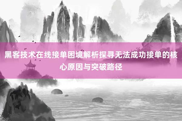 黑客技术在线接单困境解析探寻无法成功接单的核心原因与突破路径
