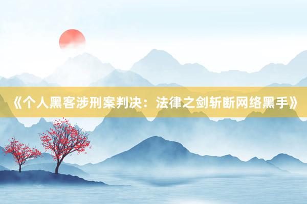 《个人黑客涉刑案判决：法律之剑斩断网络黑手》